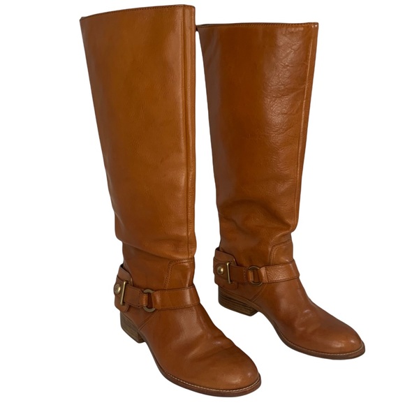 Coach Natalie cognac brown leather tall riding boots Women’s Size 7 - Picture 1 of 14